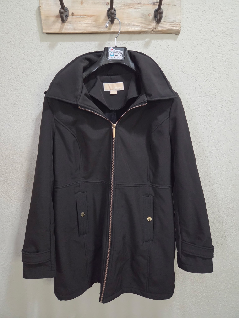 MICHAEL Michael Kors Black Zip-Front Trench Coat